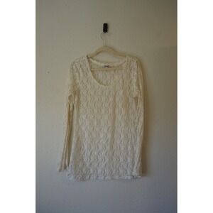 Express Lace layering Top Floral Sheer Romantic Coquette Balletcore Ivory Large